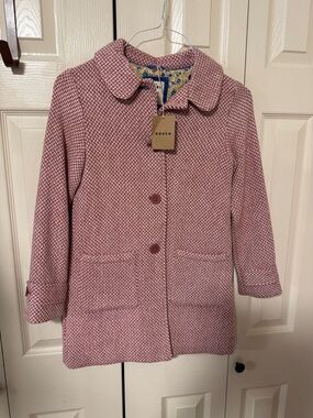 NWT Mini Boden Pink Tweed Coat size 9-10